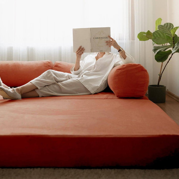 Atelier Del Sofa Nook - Pomegranate Flower Sofá-Cama de 3 Plazas Vermellón